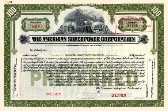 American Superpower Stock Certificate
